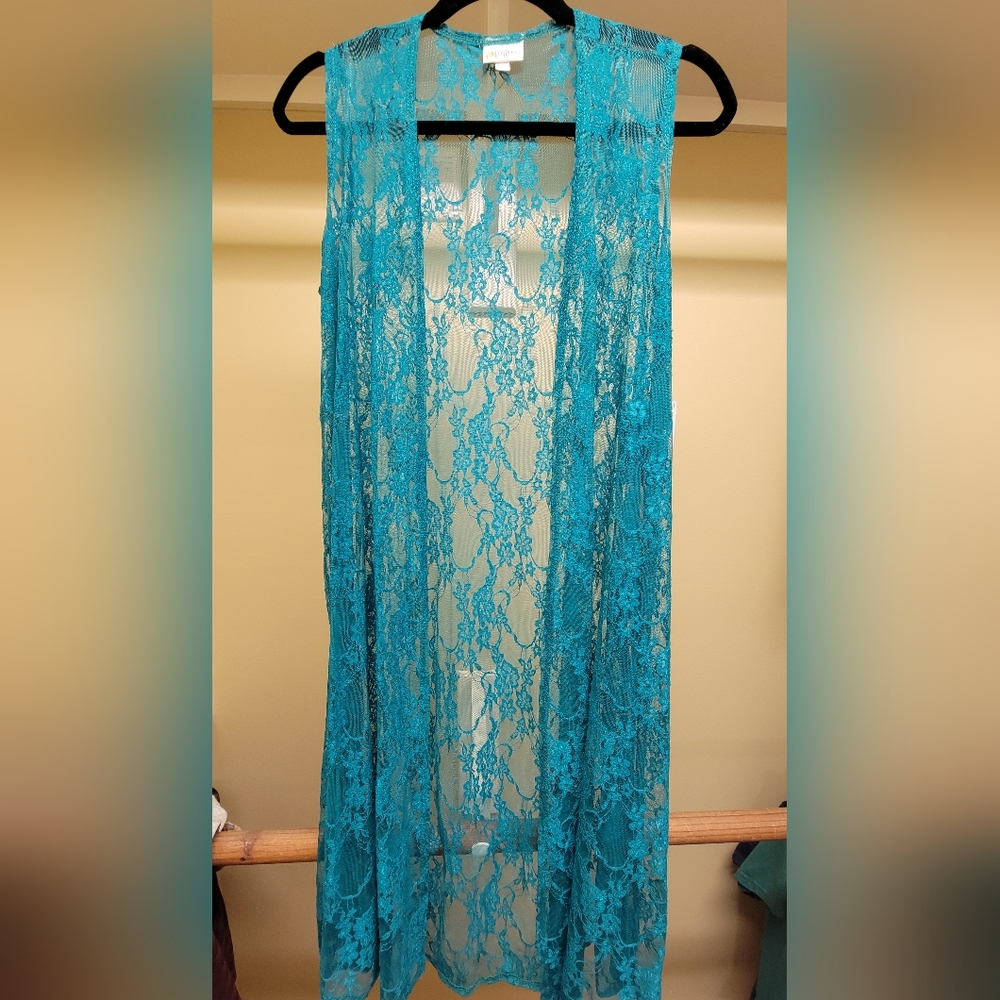Women's Torquoise Lace Duster, Size Small